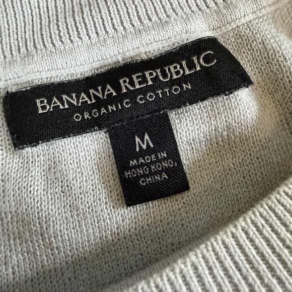Banana Republic Organic Cotton Knit Sweater Top Gray Size M 3/4 Sleeve - Picture 3 of 6